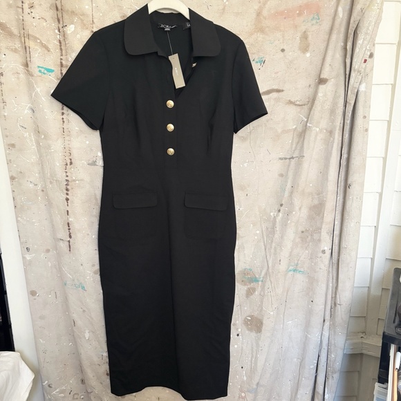 J Crew Collared Sheath Dress in Bi-Stretch Wool Blend - Picture 3 of 6